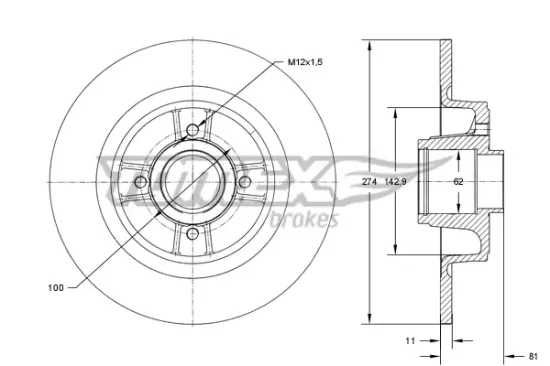 Bremsscheibe Hinterachse TOMEX Brakes TX 70-801 Bild Bremsscheibe Hinterachse TOMEX Brakes TX 70-801