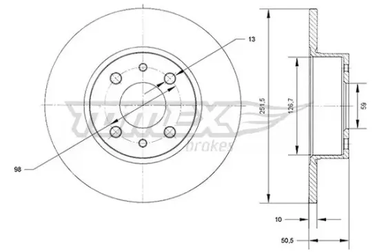 Bremsscheibe Hinterachse TOMEX Brakes TX 70-89 Bild Bremsscheibe Hinterachse TOMEX Brakes TX 70-89