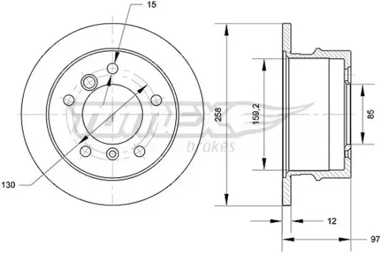 Bremsscheibe Hinterachse TOMEX Brakes TX 70-90 Bild Bremsscheibe Hinterachse TOMEX Brakes TX 70-90