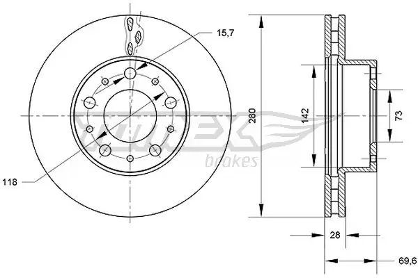 Bremsscheibe TOMEX Brakes TX 70-95