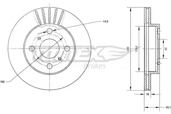 Bremsscheibe Vorderachse TOMEX Brakes TX 70-97 Bild Bremsscheibe Vorderachse TOMEX Brakes TX 70-97