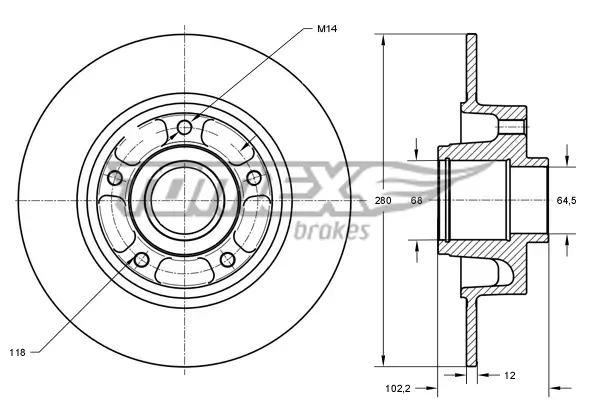Bremsscheibe Hinterachse TOMEX Brakes TX 71-141