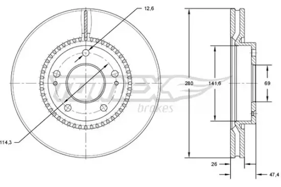 Bremsscheibe Vorderachse TOMEX Brakes TX 71-35 Bild Bremsscheibe Vorderachse TOMEX Brakes TX 71-35