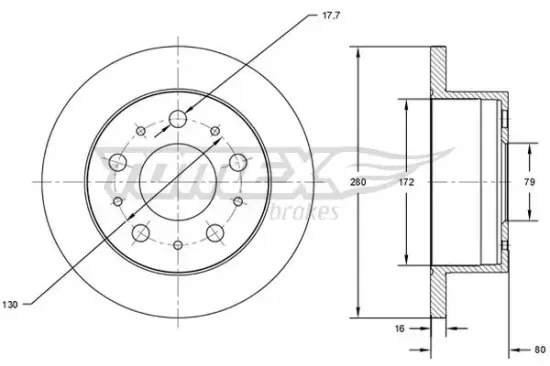 Bremsscheibe Hinterachse TOMEX Brakes TX 71-38 Bild Bremsscheibe Hinterachse TOMEX Brakes TX 71-38