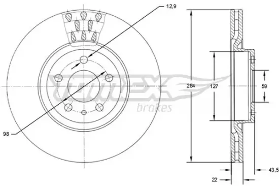 Bremsscheibe Vorderachse TOMEX Brakes TX 71-39 Bild Bremsscheibe Vorderachse TOMEX Brakes TX 71-39