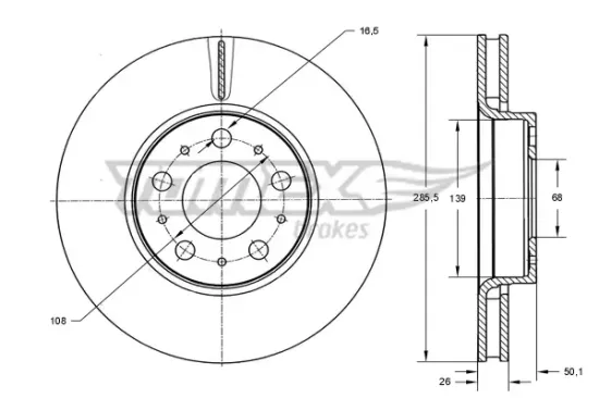 Bremsscheibe Vorderachse TOMEX Brakes TX 71-43 Bild Bremsscheibe Vorderachse TOMEX Brakes TX 71-43