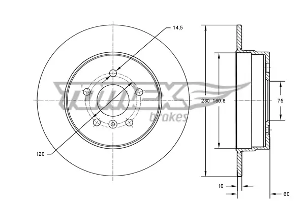 Bremsscheibe Hinterachse TOMEX Brakes TX 71-45