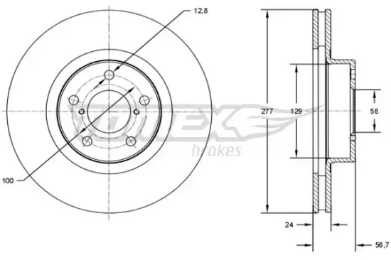 Bremsscheibe Vorderachse TOMEX Brakes TX 71-51 Bild Bremsscheibe Vorderachse TOMEX Brakes TX 71-51