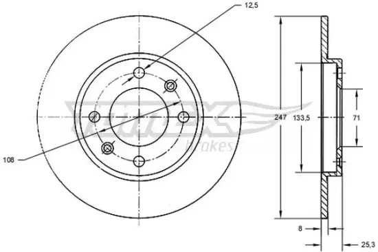 Bremsscheibe Hinterachse TOMEX Brakes TX 71-53 Bild Bremsscheibe Hinterachse TOMEX Brakes TX 71-53