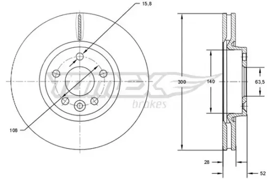 Bremsscheibe Vorderachse TOMEX Brakes TX 71-56 Bild Bremsscheibe Vorderachse TOMEX Brakes TX 71-56