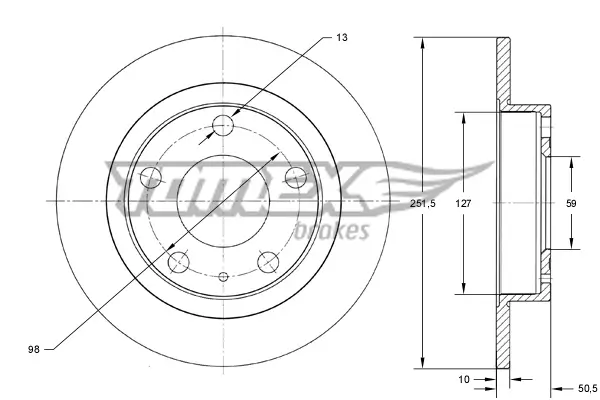 Bremsscheibe Hinterachse TOMEX Brakes TX 71-58