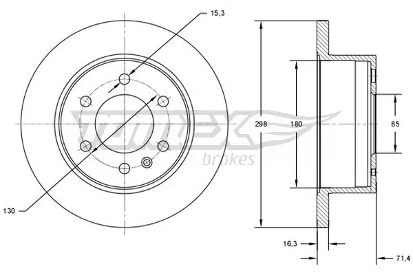 Bremsscheibe Hinterachse TOMEX Brakes TX 71-60