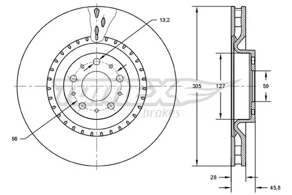 Bremsscheibe Vorderachse TOMEX Brakes TX 71-86