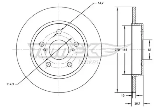 Bremsscheibe Hinterachse TOMEX Brakes TX 72-00 Bild Bremsscheibe Hinterachse TOMEX Brakes TX 72-00