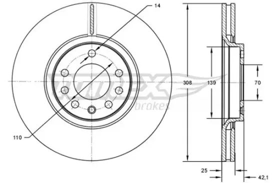 Bremsscheibe Vorderachse TOMEX Brakes TX 72-03 Bild Bremsscheibe Vorderachse TOMEX Brakes TX 72-03