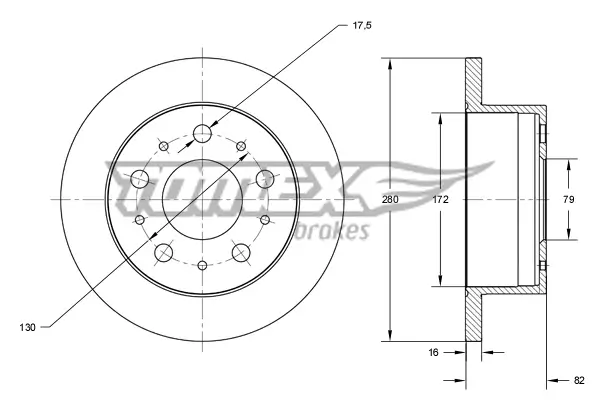Bremsscheibe Hinterachse TOMEX Brakes TX 72-35