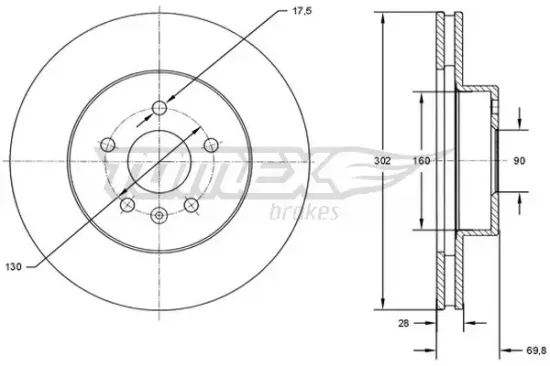 Bremsscheibe Vorderachse TOMEX Brakes TX 72-46 Bild Bremsscheibe Vorderachse TOMEX Brakes TX 72-46