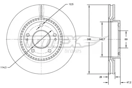 Bremsscheibe Vorderachse TOMEX Brakes TX 72-47 Bild Bremsscheibe Vorderachse TOMEX Brakes TX 72-47