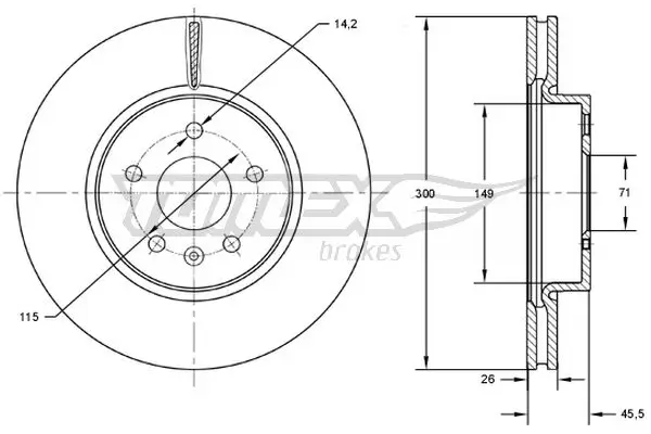 Bremsscheibe Vorderachse TOMEX Brakes TX 72-53
