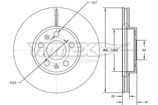 Bremsscheibe Vorderachse TOMEX Brakes TX 72-73 Bild Bremsscheibe Vorderachse TOMEX Brakes TX 72-73