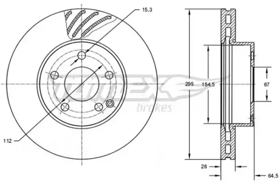 Bremsscheibe Vorderachse TOMEX Brakes TX 72-76 Bild Bremsscheibe Vorderachse TOMEX Brakes TX 72-76