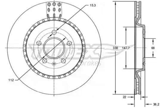 Bremsscheibe Hinterachse TOMEX Brakes TX 72-79 Bild Bremsscheibe Hinterachse TOMEX Brakes TX 72-79
