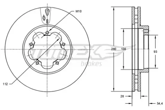 Bremsscheibe Vorderachse TOMEX Brakes TX 72-84 Bild Bremsscheibe Vorderachse TOMEX Brakes TX 72-84