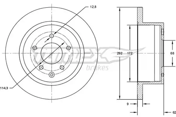 Bremsscheibe Hinterachse TOMEX Brakes TX 72-89