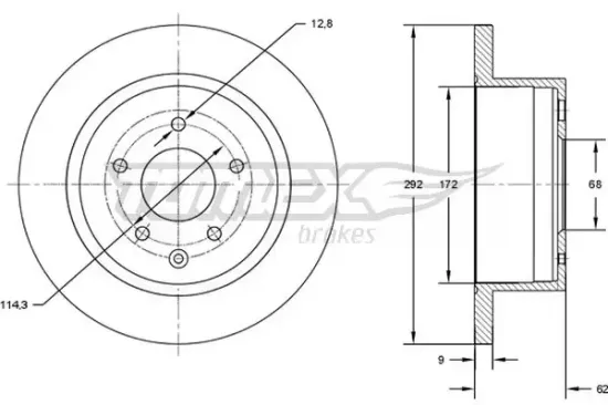 Bremsscheibe Hinterachse TOMEX Brakes TX 72-89 Bild Bremsscheibe Hinterachse TOMEX Brakes TX 72-89