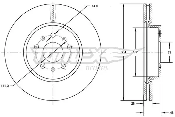 Bremsscheibe Vorderachse TOMEX Brakes TX 72-93