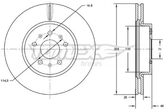 Bremsscheibe Vorderachse TOMEX Brakes TX 72-93 Bild Bremsscheibe Vorderachse TOMEX Brakes TX 72-93