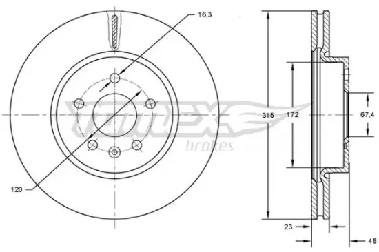 Bremsscheibe Hinterachse TOMEX Brakes TX 72-97 Bild Bremsscheibe Hinterachse TOMEX Brakes TX 72-97