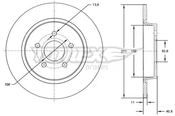 Bremsscheibe Hinterachse TOMEX Brakes TX 72-98