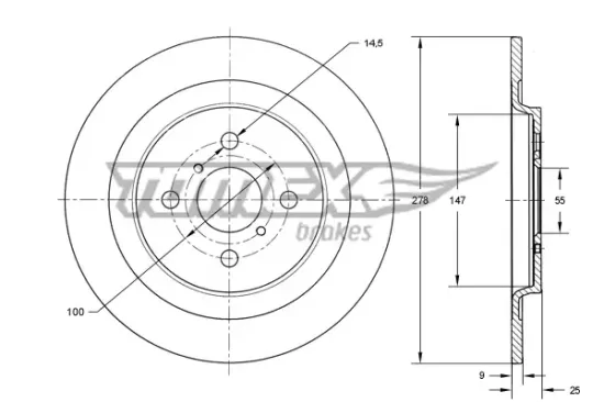 Bremsscheibe Hinterachse TOMEX Brakes TX 73-27 Bild Bremsscheibe Hinterachse TOMEX Brakes TX 73-27