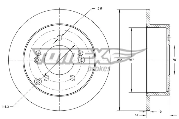 Bremsscheibe Hinterachse TOMEX Brakes TX 73-36