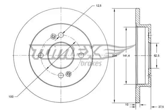 Bremsscheibe Hinterachse TOMEX Brakes TX 73-37 Bild Bremsscheibe Hinterachse TOMEX Brakes TX 73-37