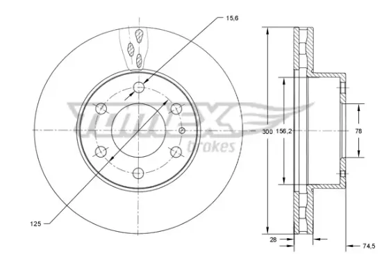 Bremsscheibe Vorderachse TOMEX Brakes TX 73-39 Bild Bremsscheibe Vorderachse TOMEX Brakes TX 73-39