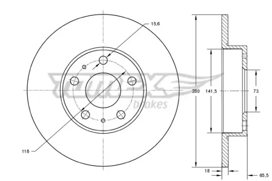 Bremsscheibe Vorderachse TOMEX Brakes TX 73-46 Bild Bremsscheibe Vorderachse TOMEX Brakes TX 73-46
