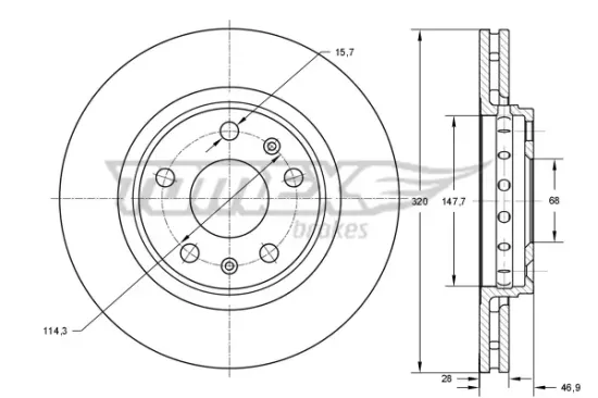 Bremsscheibe Vorderachse TOMEX Brakes TX 73-53 Bild Bremsscheibe Vorderachse TOMEX Brakes TX 73-53