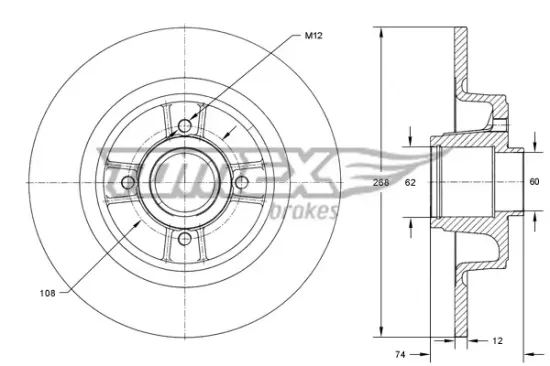 Bremsscheibe Hinterachse TOMEX Brakes TX 73-581 Bild Bremsscheibe Hinterachse TOMEX Brakes TX 73-581