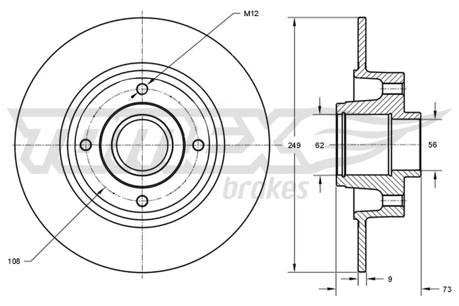 Bremsscheibe Hinterachse TOMEX Brakes TX 73-611