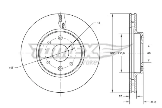 Bremsscheibe Vorderachse TOMEX Brakes TX 73-64 Bild Bremsscheibe Vorderachse TOMEX Brakes TX 73-64