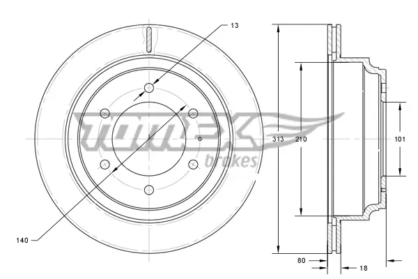 Bremsscheibe Hinterachse TOMEX Brakes TX 73-70