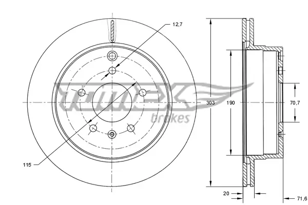 Bremsscheibe Hinterachse TOMEX Brakes TX 73-71