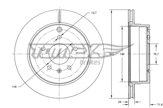 Bremsscheibe Hinterachse TOMEX Brakes TX 73-71 Bild Bremsscheibe Hinterachse TOMEX Brakes TX 73-71