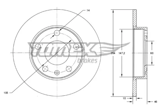 Bremsscheibe Hinterachse TOMEX Brakes TX 73-72 Bild Bremsscheibe Hinterachse TOMEX Brakes TX 73-72