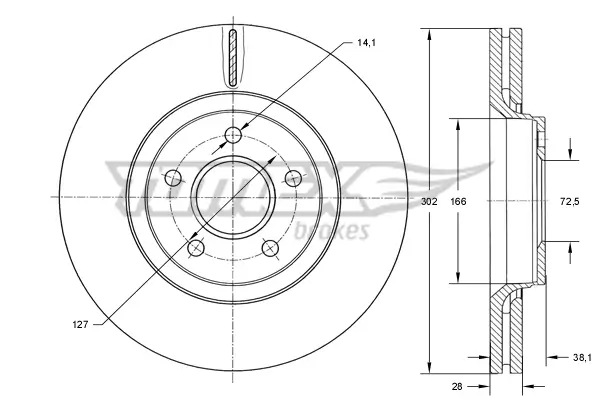 Bremsscheibe Vorderachse TOMEX Brakes TX 73-77