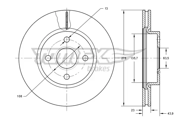 Bremsscheibe TOMEX Brakes TX 73-92