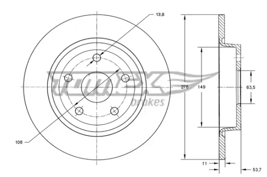 Bremsscheibe Hinterachse TOMEX Brakes TX 73-94 Bild Bremsscheibe Hinterachse TOMEX Brakes TX 73-94