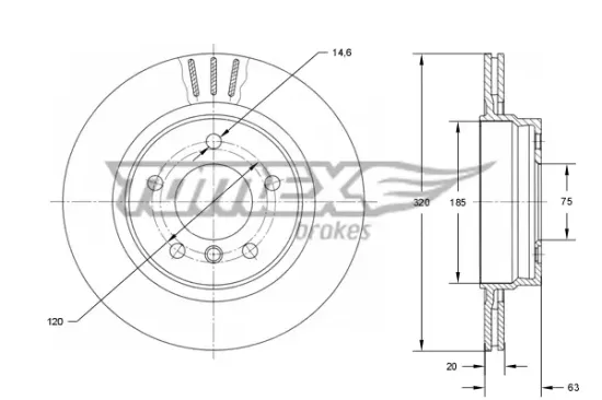 Bremsscheibe Hinterachse TOMEX Brakes TX 73-96 Bild Bremsscheibe Hinterachse TOMEX Brakes TX 73-96